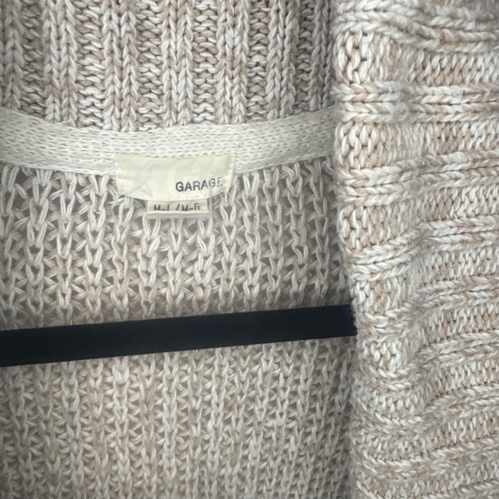 Garage Knit Open Front Cardigan Sweater Oatmeal Chunky Knit Size M/L - Picture 2 of 5